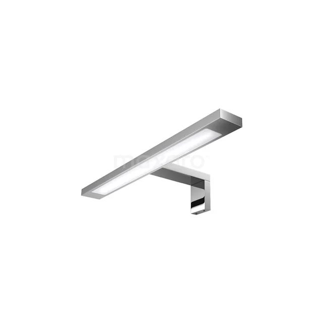 Modern chrome bathroom light with rectangular design, suitable for mounting above a mirror.