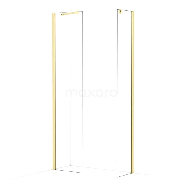 Diamond Walk-in shower | 50x40 cm Light gold Clear glass 2 fixed walls IDB0504410LG
