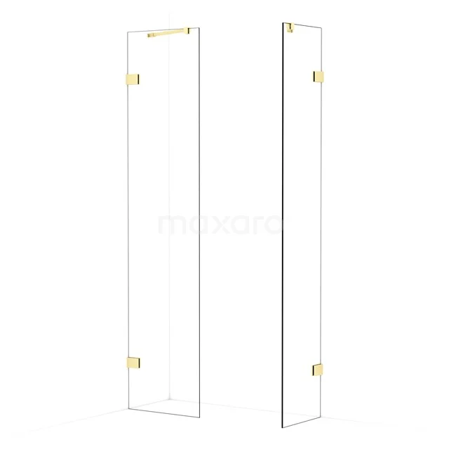 Diamond Walk-in shower | 50x40 cm Light gold Clear glass 2 fixed walls IDB0504420LG