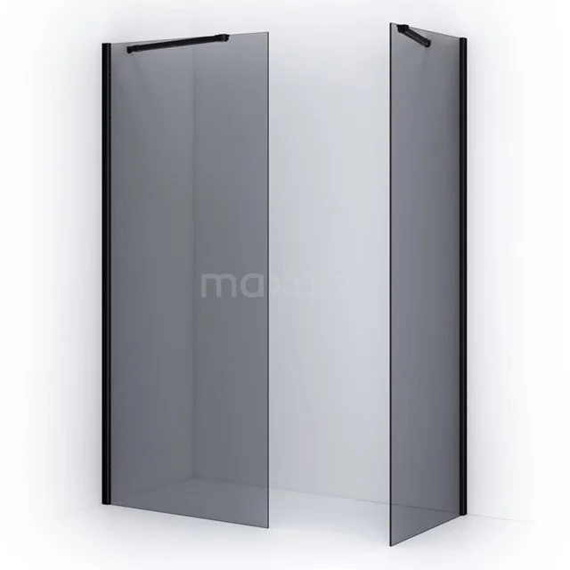 Pearl begehbare Dusche | 100x90 cm Matt Schwarz 2 feste Wände IPB1009201MN Schwarze begehbare Dusche mit doppelt mattem Glasschirm, modernes Design, ideal für ein stilvolles Badezimmer.