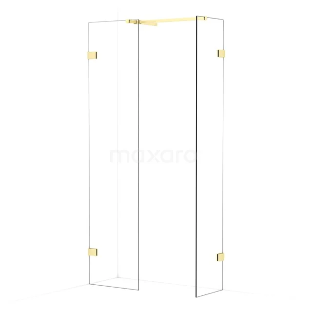 Diamond Walk-in shower | 50x40 cm Light gold Clear glass 2 fixed walls IDB0504520LG