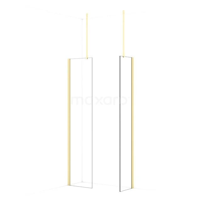 Diamond Walk-in shower | 50x40 cm Light gold Clear glass 2 fixed walls IDB0504910LG