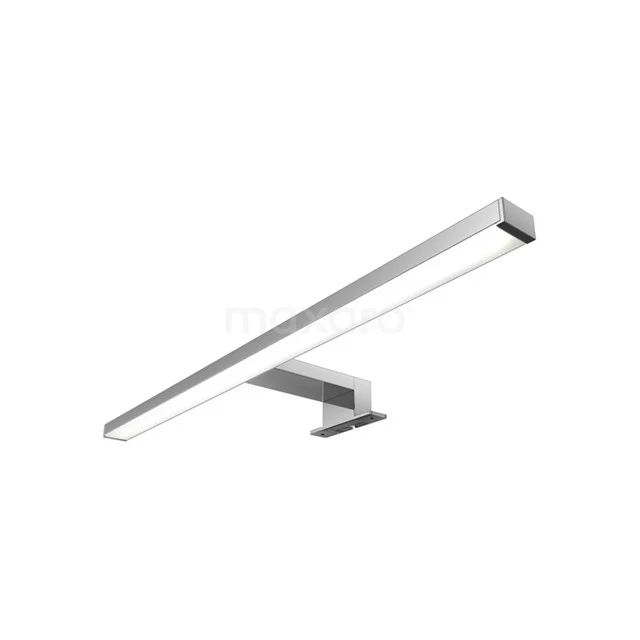 Strakke chromene LED-Badezimmerlampe mit rechteckigem Design, ideal für über dem Spiegel, modern und energieeffizient.