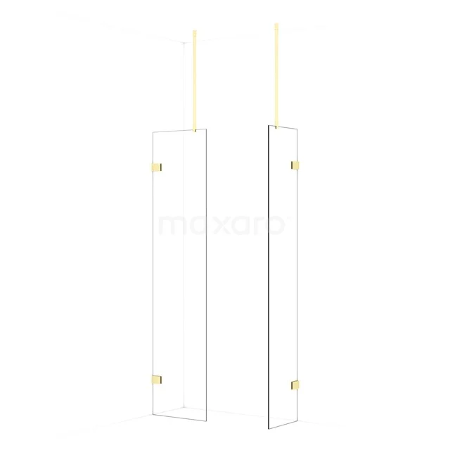 Diamond Walk-in shower | 50x40 cm Light gold Clear glass 2 fixed walls IDB0504920LG