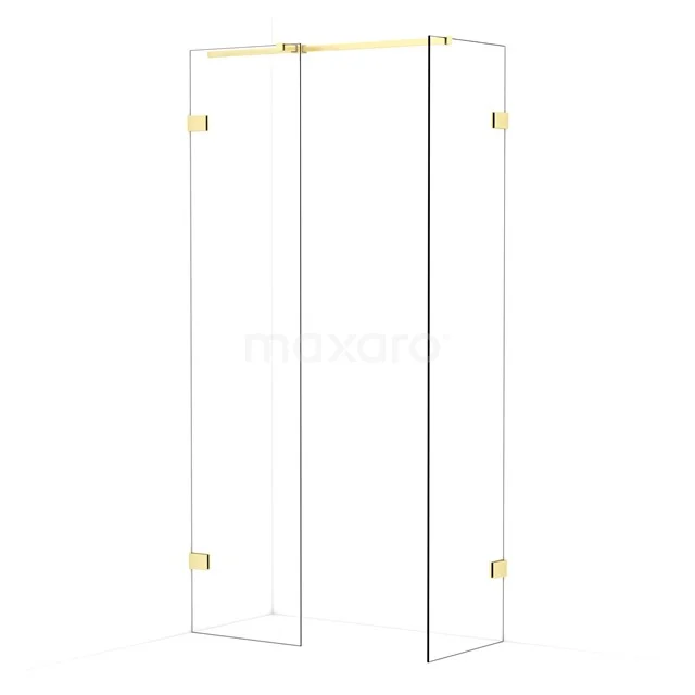 Diamond Walk-in shower | 50x50 cm Light gold Clear glass 2 fixed walls IDB0505320LG