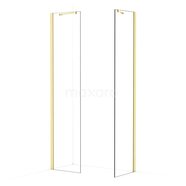 Diamond Walk-in shower | 50x50 cm Light gold Clear glass 2 fixed walls IDB0505410LG
