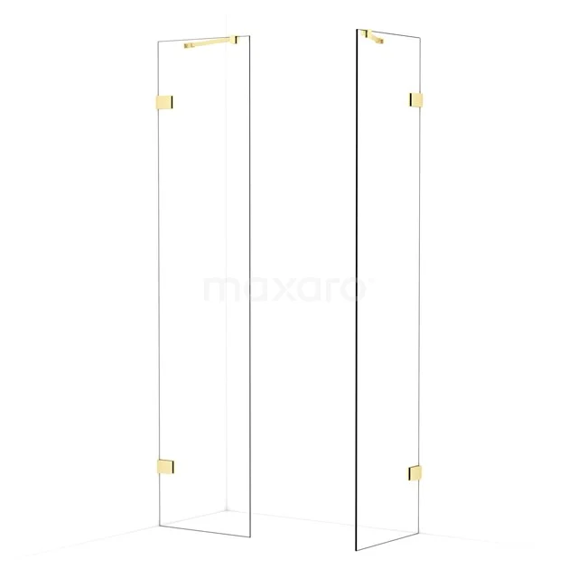 Diamond Walk-in shower | 50x50 cm Light gold Clear glass 2 fixed walls IDB0505420LG