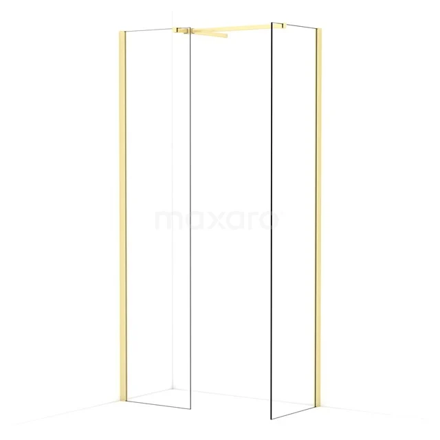 Diamond Walk-in shower | 50x50 cm Light gold Clear glass 2 fixed walls IDB0505510LG