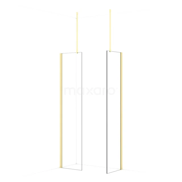 Diamond Walk-in shower | 50x50 cm Light gold Clear glass 2 fixed walls IDB0505910LG