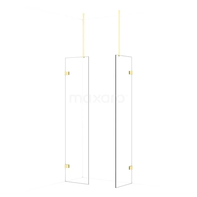 Diamond Walk-in shower | 50x50 cm Light gold Clear glass 2 fixed walls IDB0505920LG