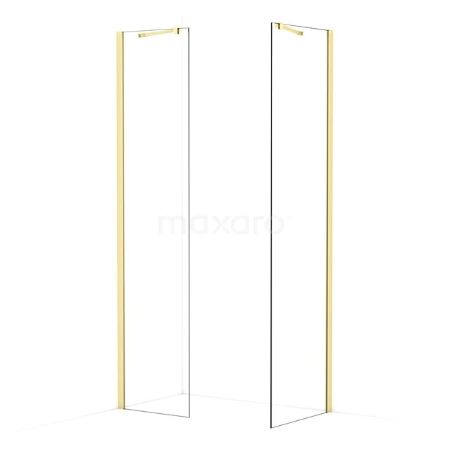 Diamond Walk-in shower | 60x50 cm Light gold Clear glass 2 fixed walls IDB0506410LG