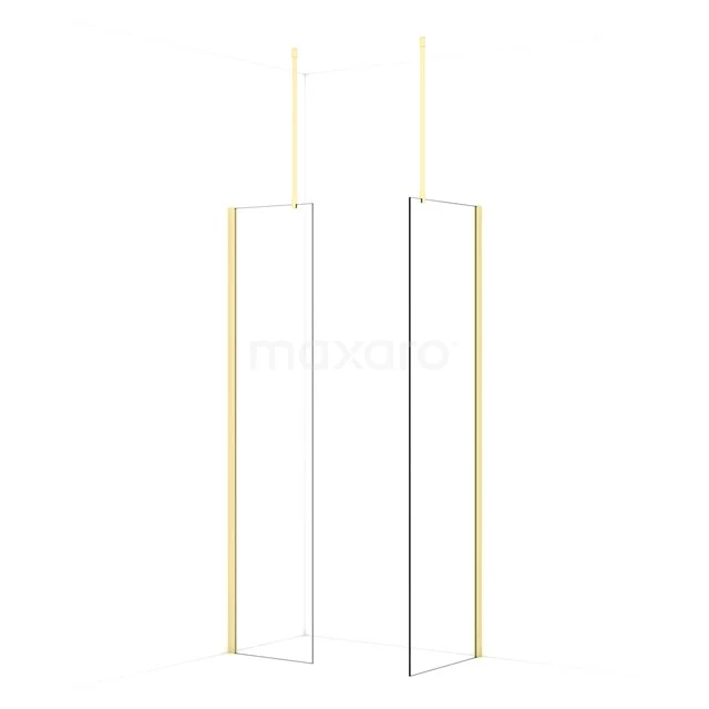 Diamond Walk-in shower | 60x50 cm Light gold Clear glass 2 fixed walls IDB0506910LG