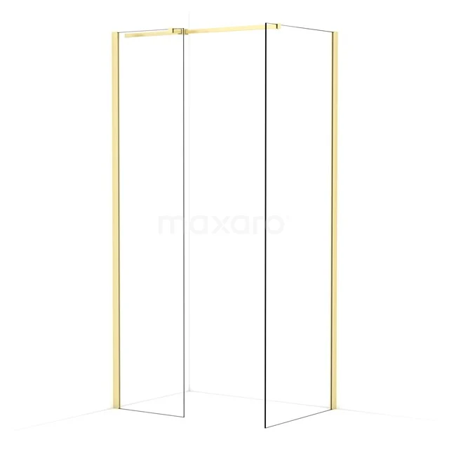 Diamond Walk-in shower | 70x50 cm Light gold Clear glass 2 fixed walls IDB0507310LG