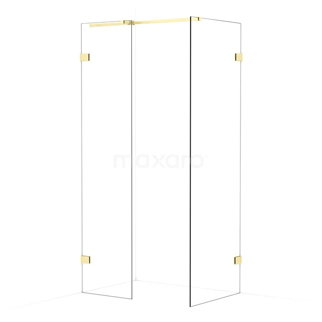 Diamond Walk-in shower | 70x50 cm Light gold Clear glass 2 fixed walls IDB0507320LG
