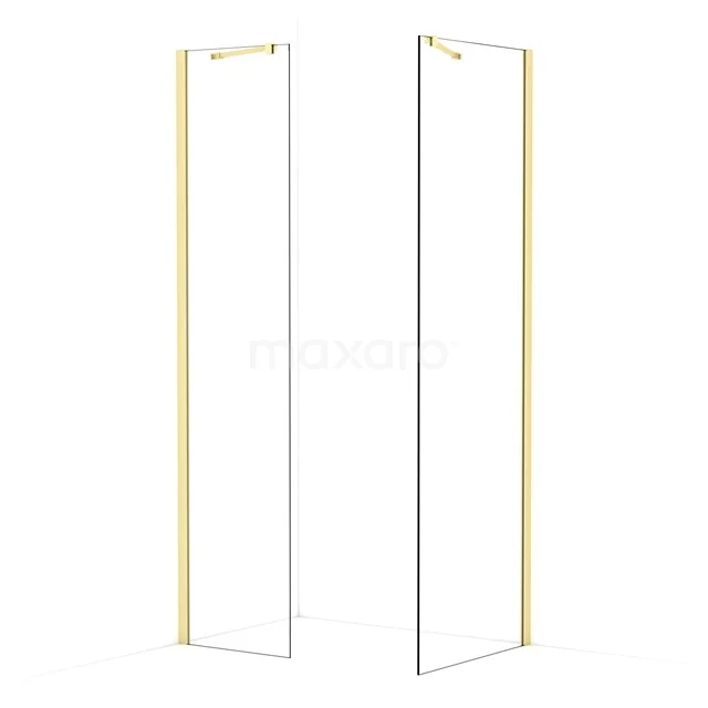 Diamond Walk-in shower | 70x50 cm Light gold Clear glass 2 fixed walls IDB0507410LG