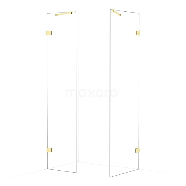 Diamond Walk-in shower | 70x50 cm Light gold Clear glass 2 fixed walls IDB0507420LG