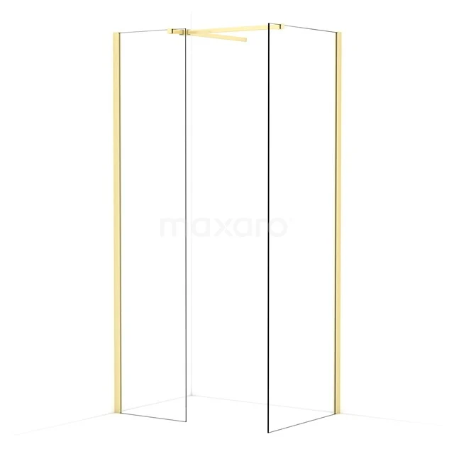 Diamond Walk-in shower | 70x50 cm Light gold Clear glass 2 fixed walls IDB0507510LG