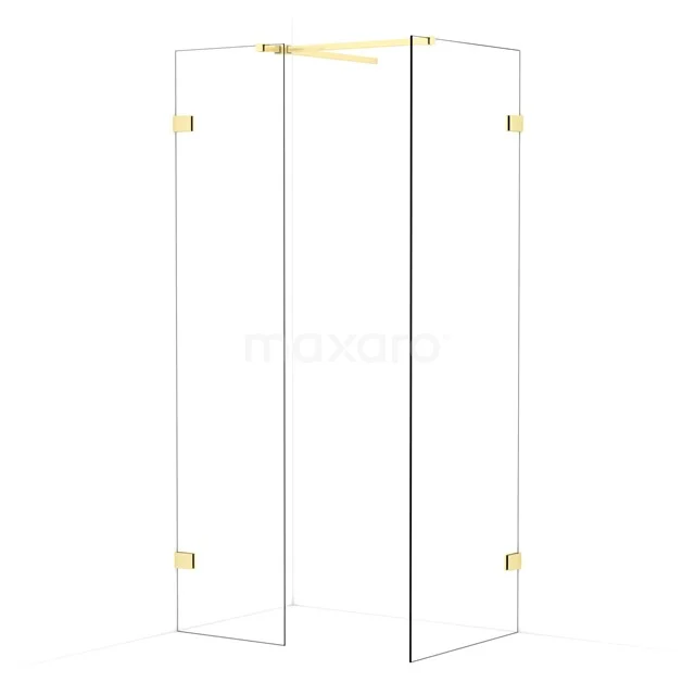 Diamond Walk-in shower | 70x50 cm Light gold Clear glass 2 fixed walls IDB0507520LG