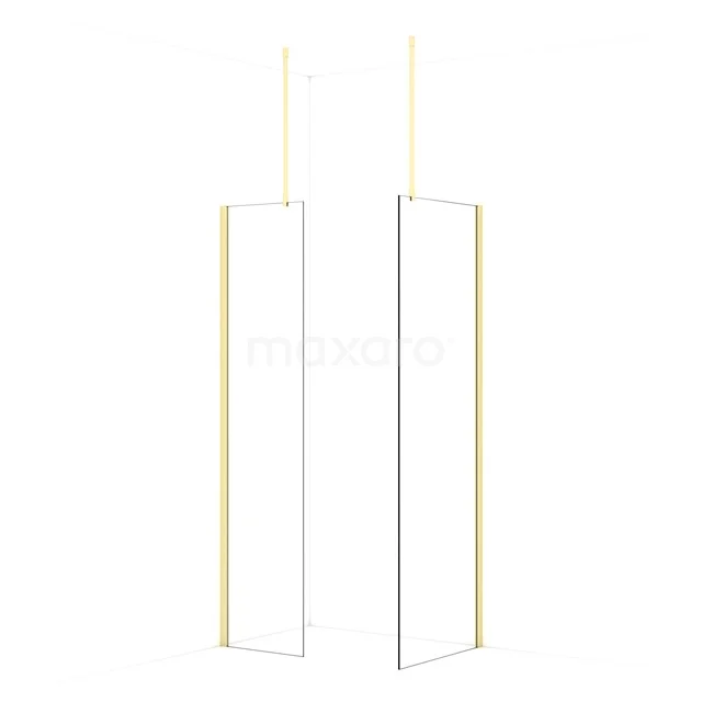 Diamond Walk-in shower | 70x50 cm Light gold Clear glass 2 fixed walls IDB0507910LG