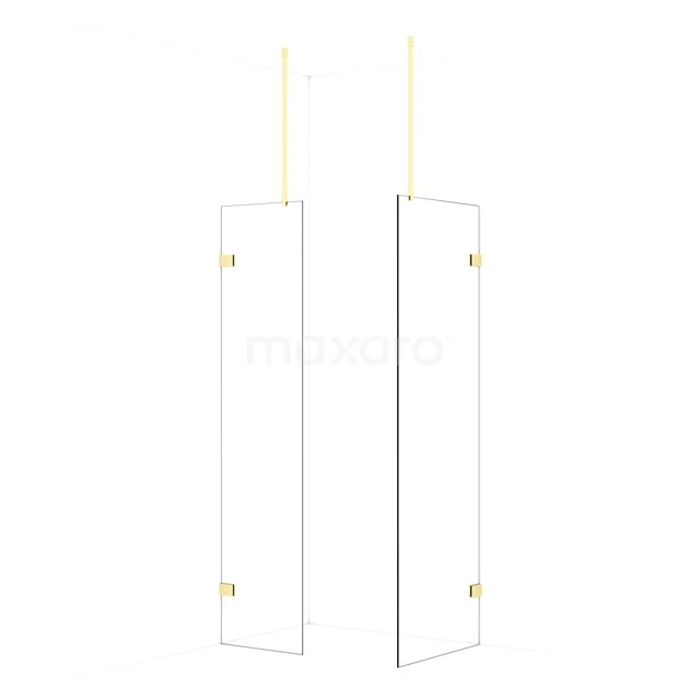 Diamond Walk-in shower | 70x50 cm Light gold Clear glass 2 fixed walls IDB0507920LG