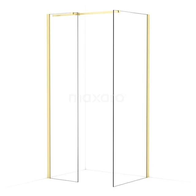 Diamond Walk-in shower | 80x50 cm Light gold Clear glass 2 fixed walls IDB0508310LG