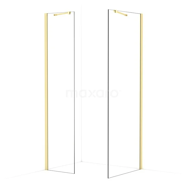 Diamond Walk-in shower | 80x50 cm Light gold Clear glass 2 fixed walls IDB0508410LG