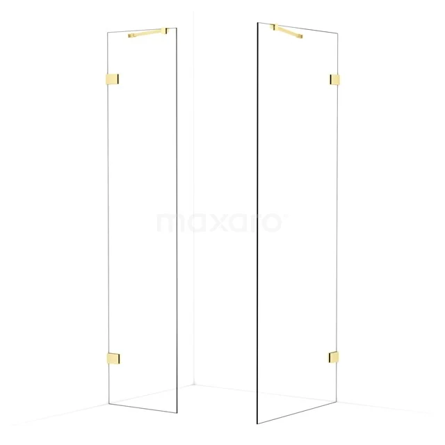 Diamond Walk-in shower | 80x50 cm Light gold Clear glass 2 fixed walls IDB0508420LG