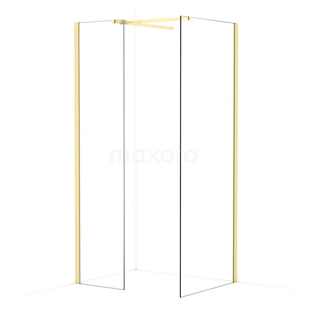 Diamond Walk-in shower | 80x50 cm Light gold Clear glass 2 fixed walls IDB0508510LG