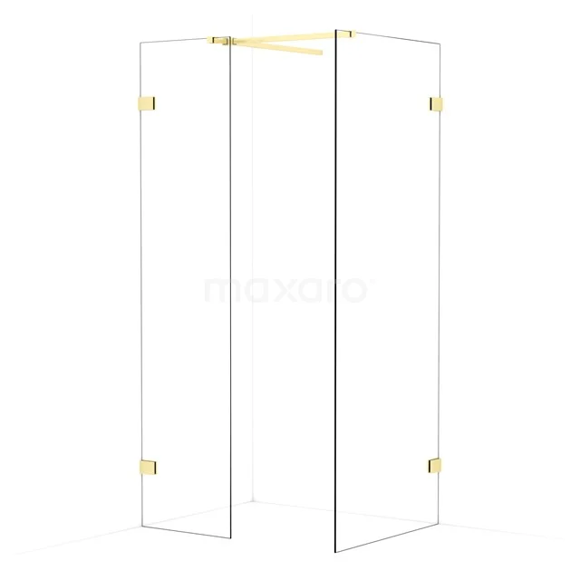 Diamond Walk-in shower | 80x50 cm Light gold Clear glass 2 fixed walls IDB0508520LG