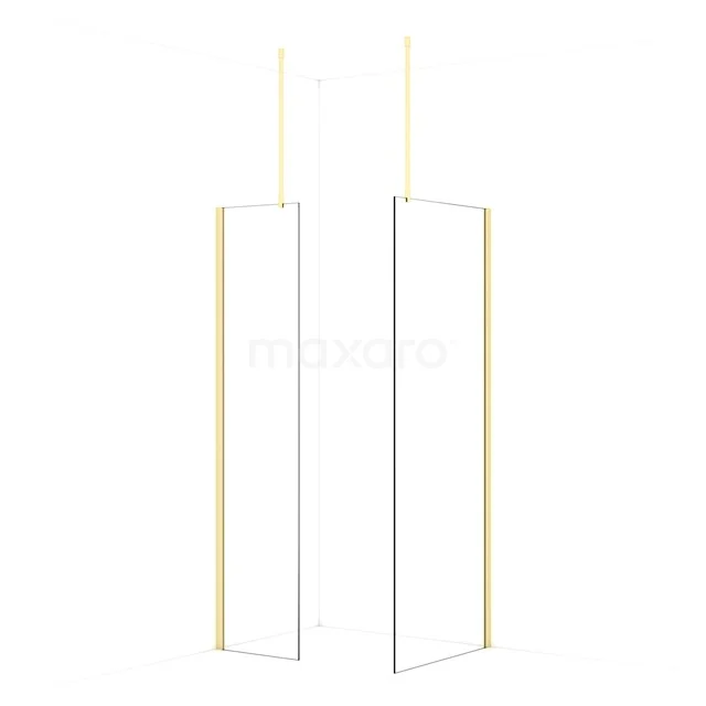 Diamond Walk-in shower | 80x50 cm Light gold Clear glass 2 fixed walls IDB0508910LG