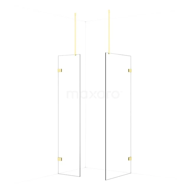 Diamond Walk-in shower | 80x50 cm Light gold Clear glass 2 fixed walls IDB0508920LG