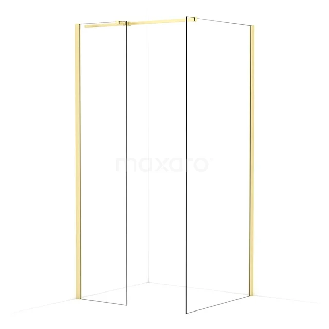 Diamond Walk-in shower | 90x50 cm Light gold Clear glass 2 fixed walls IDB0509310LG