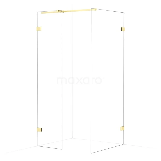 Diamond Walk-in shower | 90x50 cm Light gold Clear glass 2 fixed walls IDB0509320LG