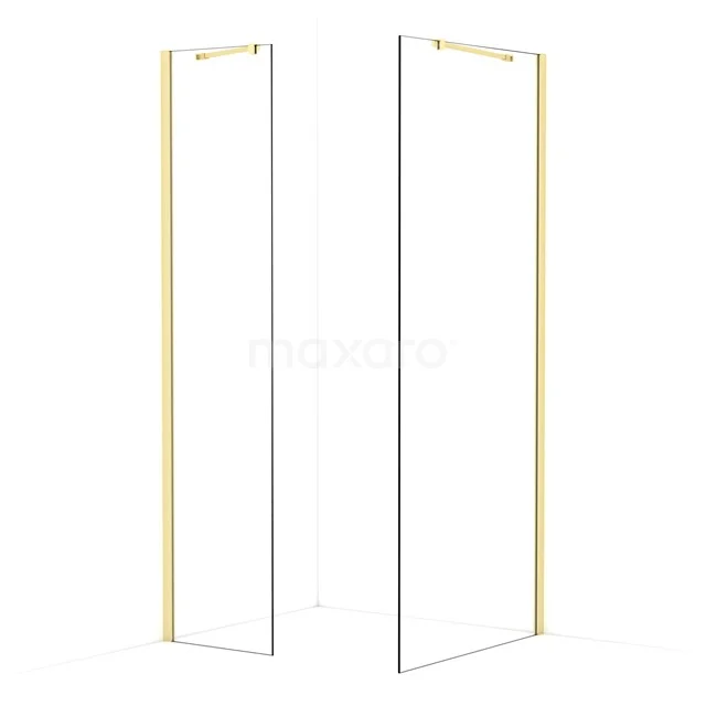 Diamond Walk-in shower | 90x50 cm Light gold Clear glass 2 fixed walls IDB0509410LG