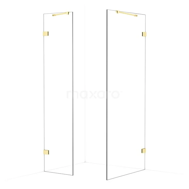 Diamond Walk-in shower | 90x50 cm Light gold Clear glass 2 fixed walls IDB0509420LG