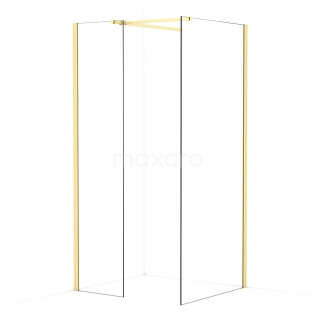 Diamond Walk-in shower | 90x50 cm Light gold Clear glass 2 fixed walls IDB0509510LG