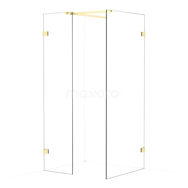 Diamond Walk-in shower | 90x50 cm Light gold Clear glass 2 fixed walls IDB0509520LG