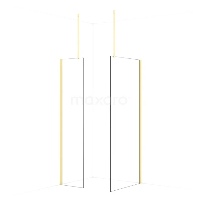 Diamond Walk-in shower | 90x50 cm Light gold Clear glass 2 fixed walls IDB0509910LG