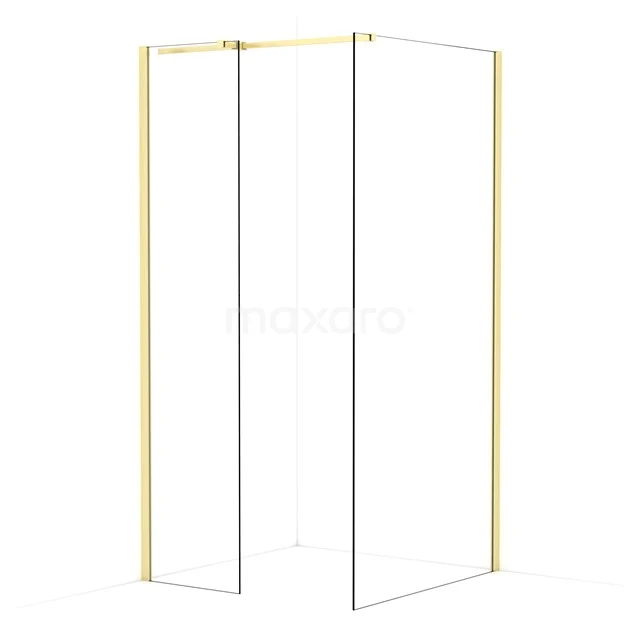Diamond Walk-in shower | 100x50 cm Light gold Clear glass 2 fixed walls IDB0510310LG