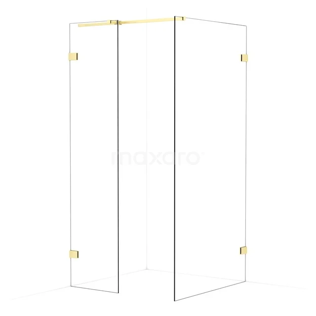 Diamond Walk-in shower | 100x50 cm Light gold Clear glass 2 fixed walls IDB0510320LG