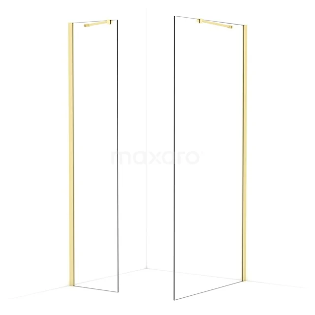 Diamond Walk-in shower | 100x50 cm Light gold Clear glass 2 fixed walls IDB0510410LG