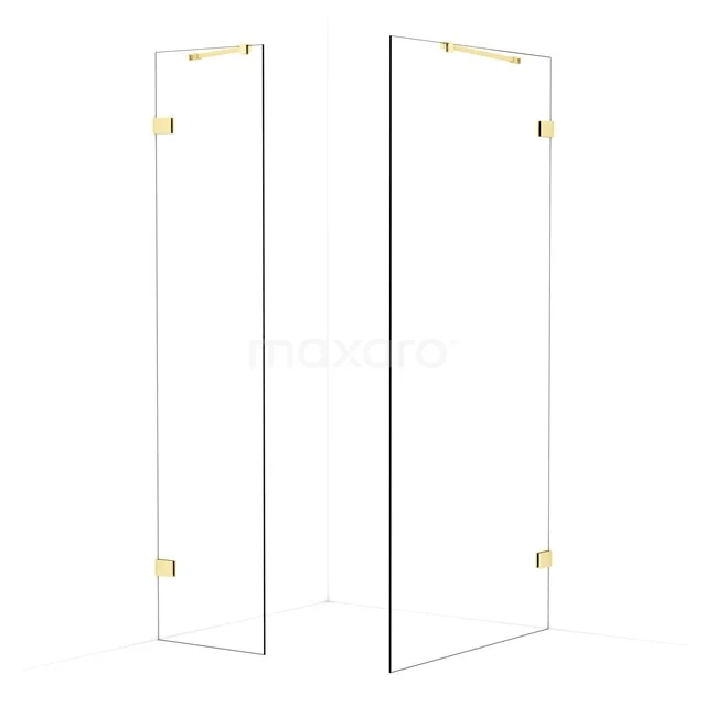 Diamond Walk-in shower | 100x50 cm Light gold Clear glass 2 fixed walls IDB0510420LG