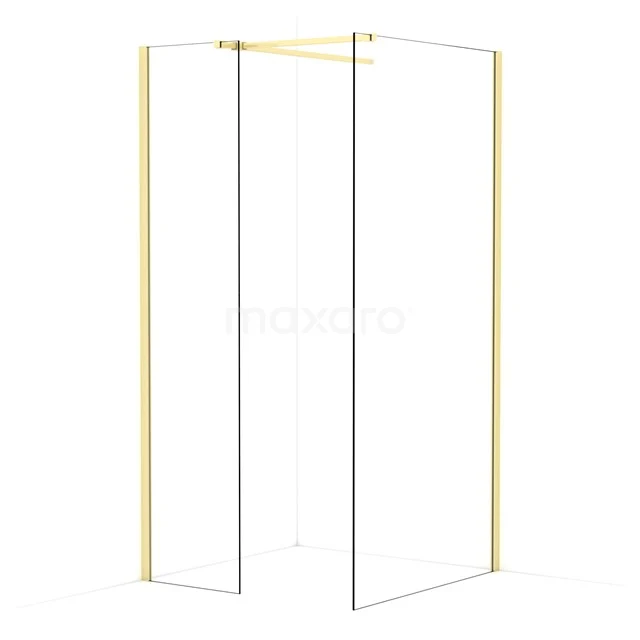 Diamond Walk-in shower | 100x50 cm Light gold Clear glass 2 fixed walls IDB0510510LG