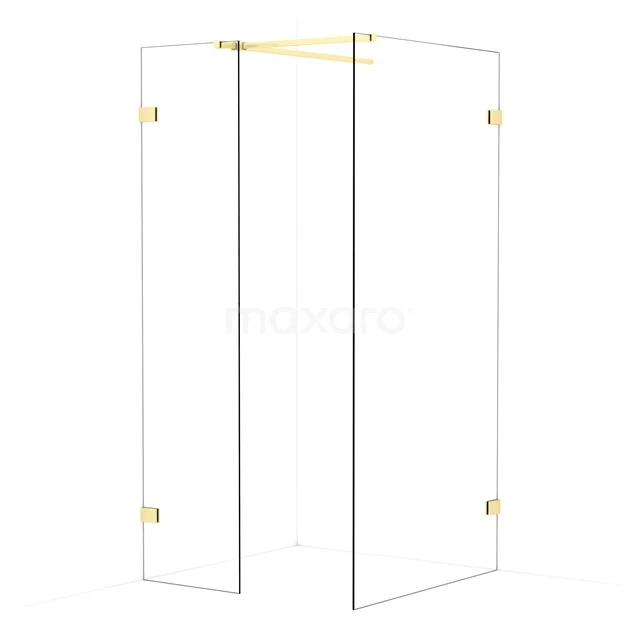 Diamond Walk-in shower | 100x50 cm Light gold Clear glass 2 fixed walls IDB0510520LG