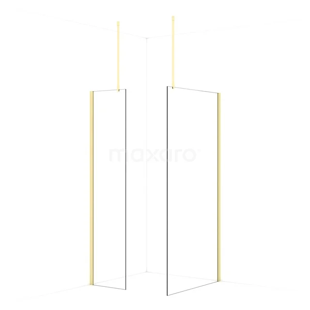 Diamond Walk-in shower | 100x50 cm Light gold Clear glass 2 fixed walls IDB0510910LG