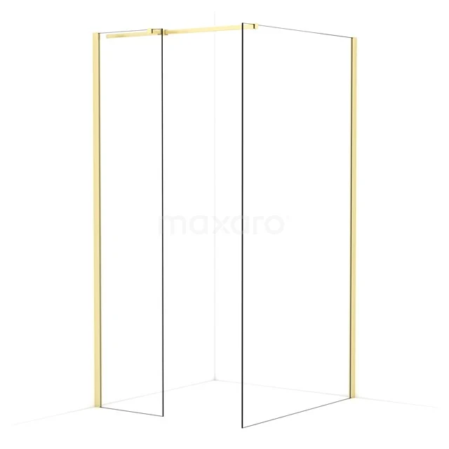 Diamond Walk-in shower | 110x50 cm Light gold Clear glass 2 fixed walls IDB0511310LG