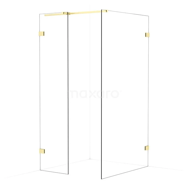 Diamond Walk-in shower | 110x50 cm Light gold Clear glass 2 fixed walls IDB0511320LG
