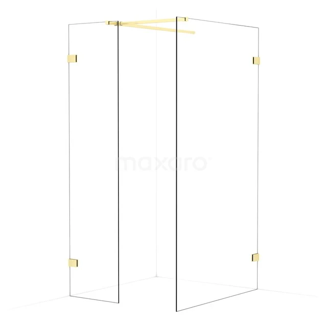Diamond Walk-in shower | 110x50 cm Light gold Clear glass 2 fixed walls IDB0511520LG