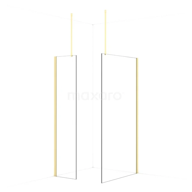 Diamond Walk-in shower | 110x50 cm Light gold Clear glass 2 fixed walls IDB0511910LG