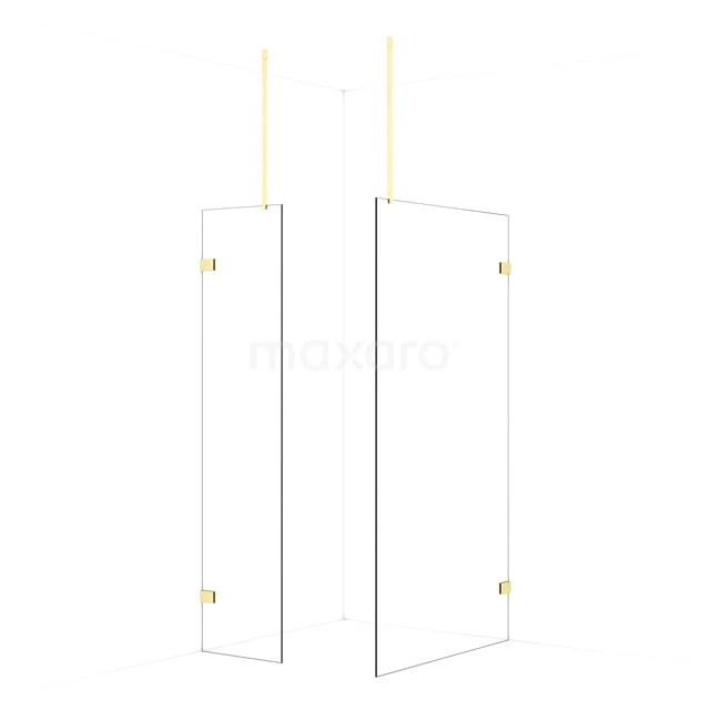 Diamond Walk-in shower | 110x50 cm Light gold Clear glass 2 fixed walls IDB0511920LG